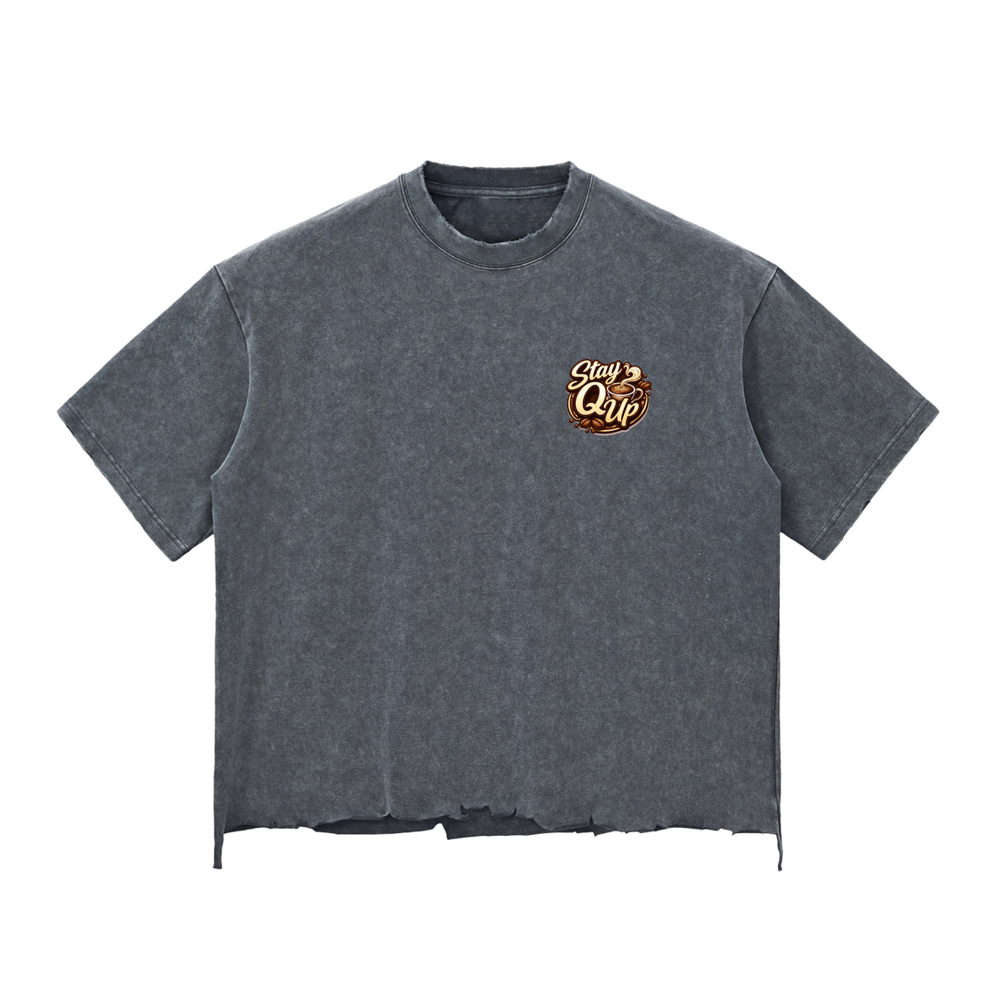 Unisex Snow Wash Raw-Hem Boxy T-shirt