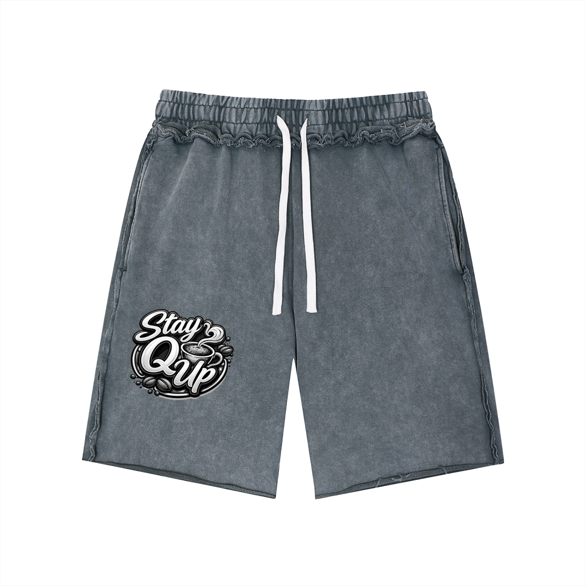 Unisex Mineral Wash Raw Edge Shorts