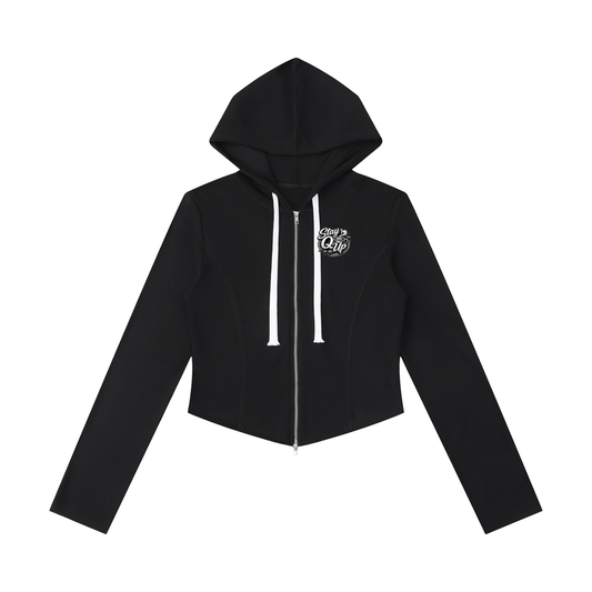 Women's Slim Cropped Full Zip Hoodie