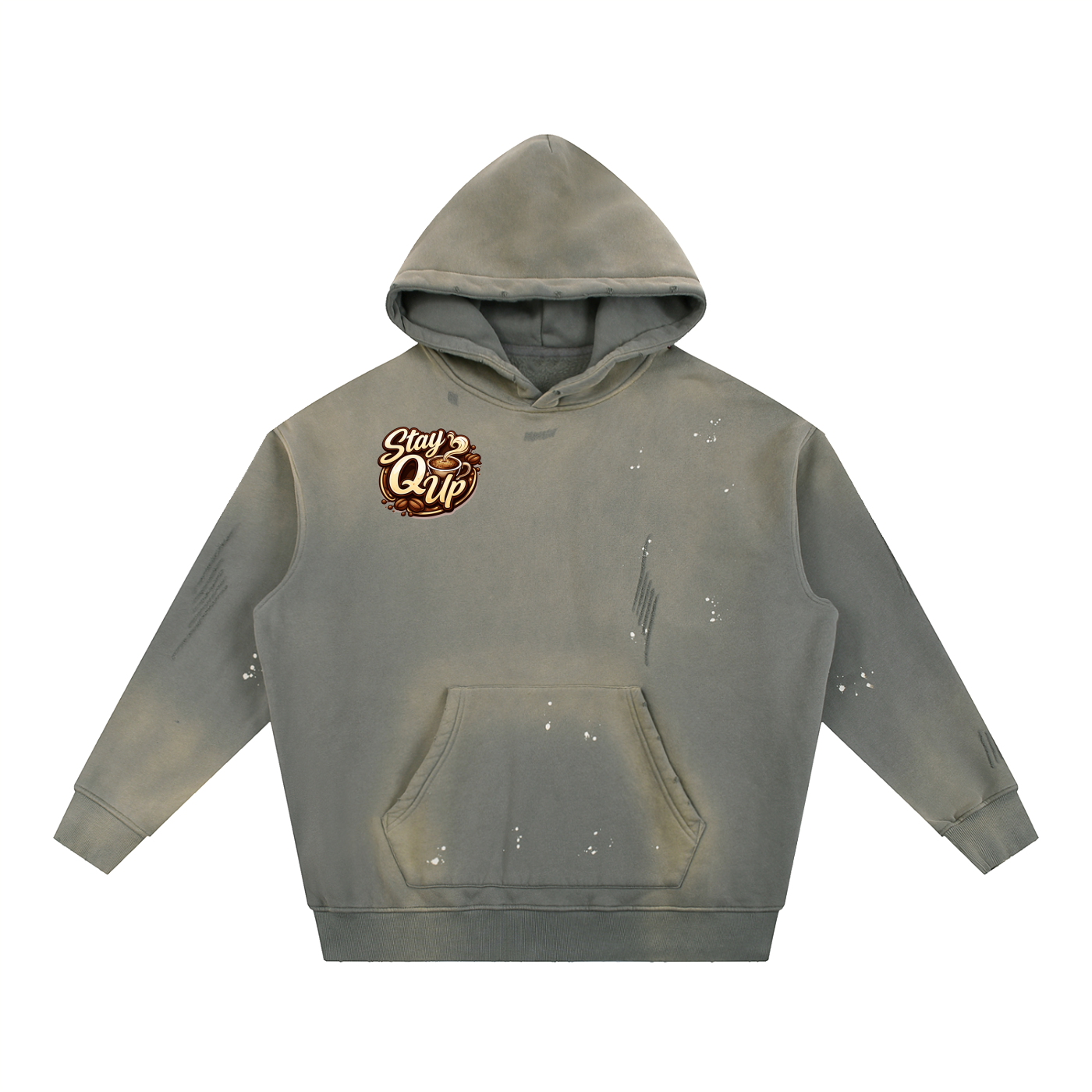 Vintage Washed Frayed Fleece Hoodie