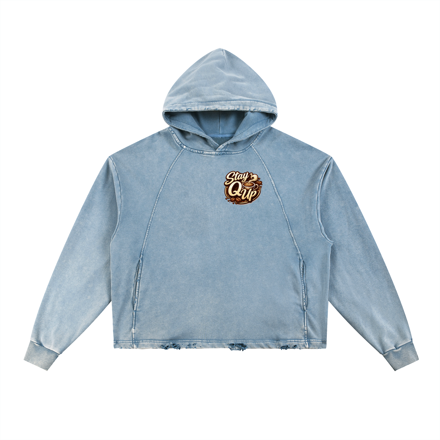 Vintage Washed Frayed-Hem Hoodie