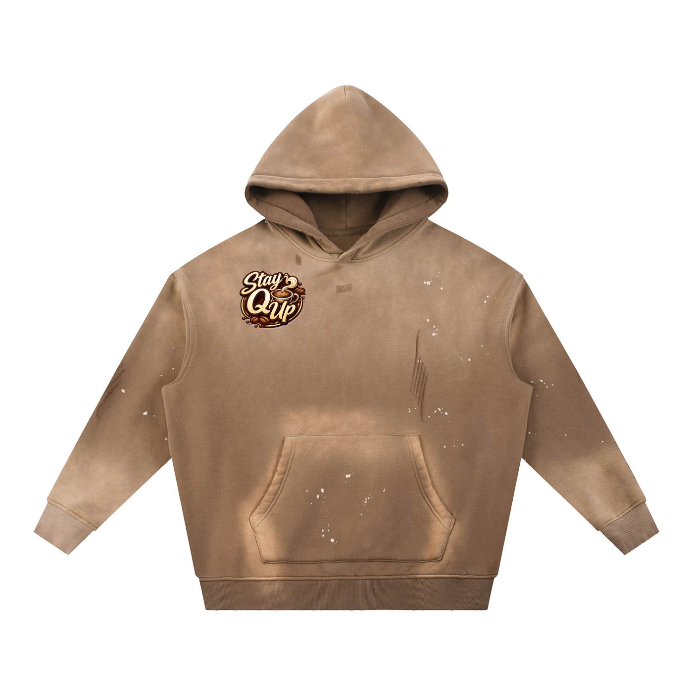 Vintage Washed Frayed Fleece Hoodie