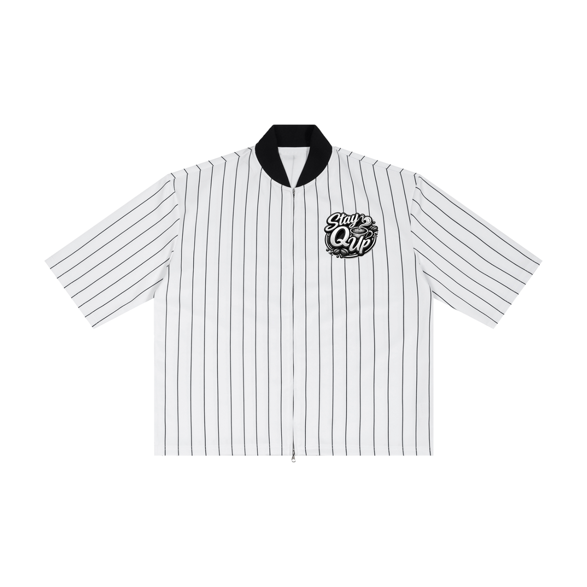 Unisex Striped Full-Zip Baseball Jersey