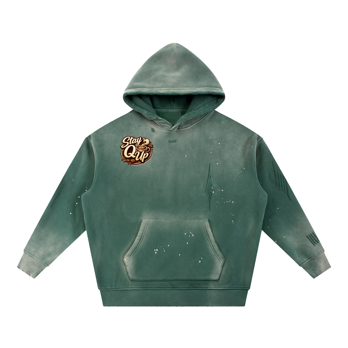 Vintage Washed Frayed Fleece Hoodie
