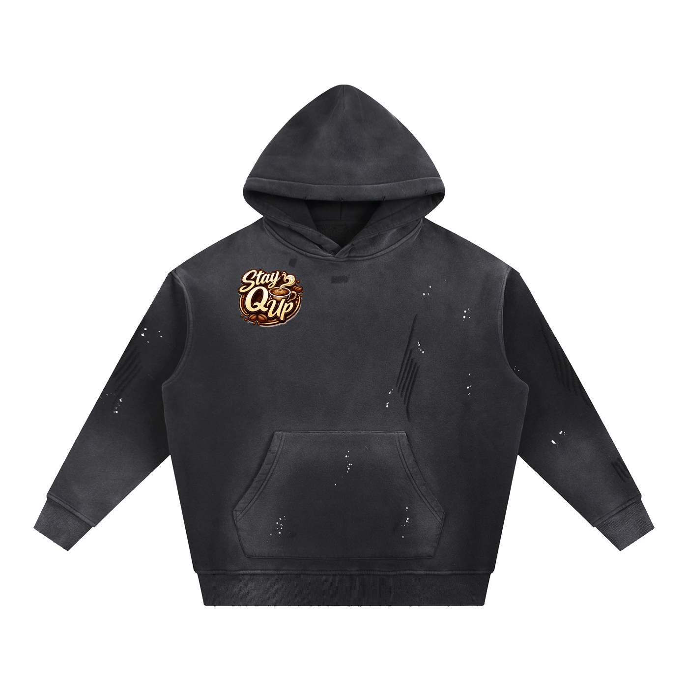 Vintage Washed Frayed Fleece Hoodie