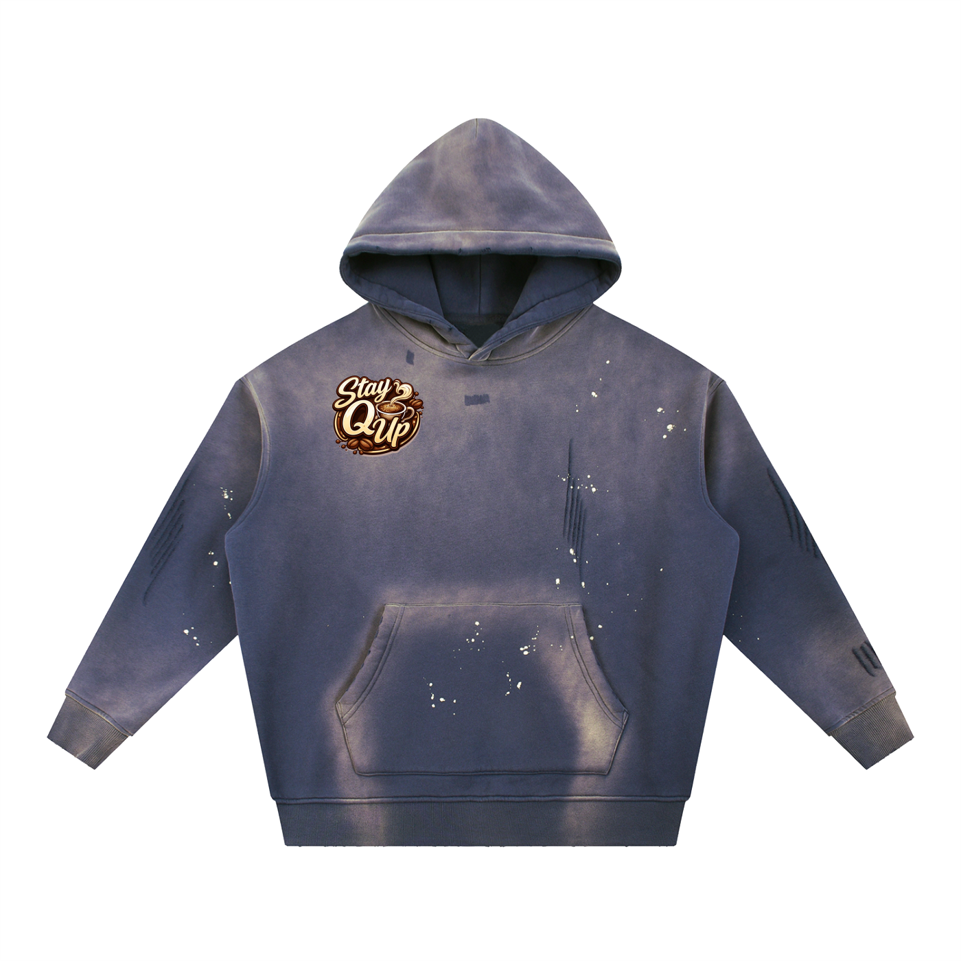 Vintage Washed Frayed Fleece Hoodie