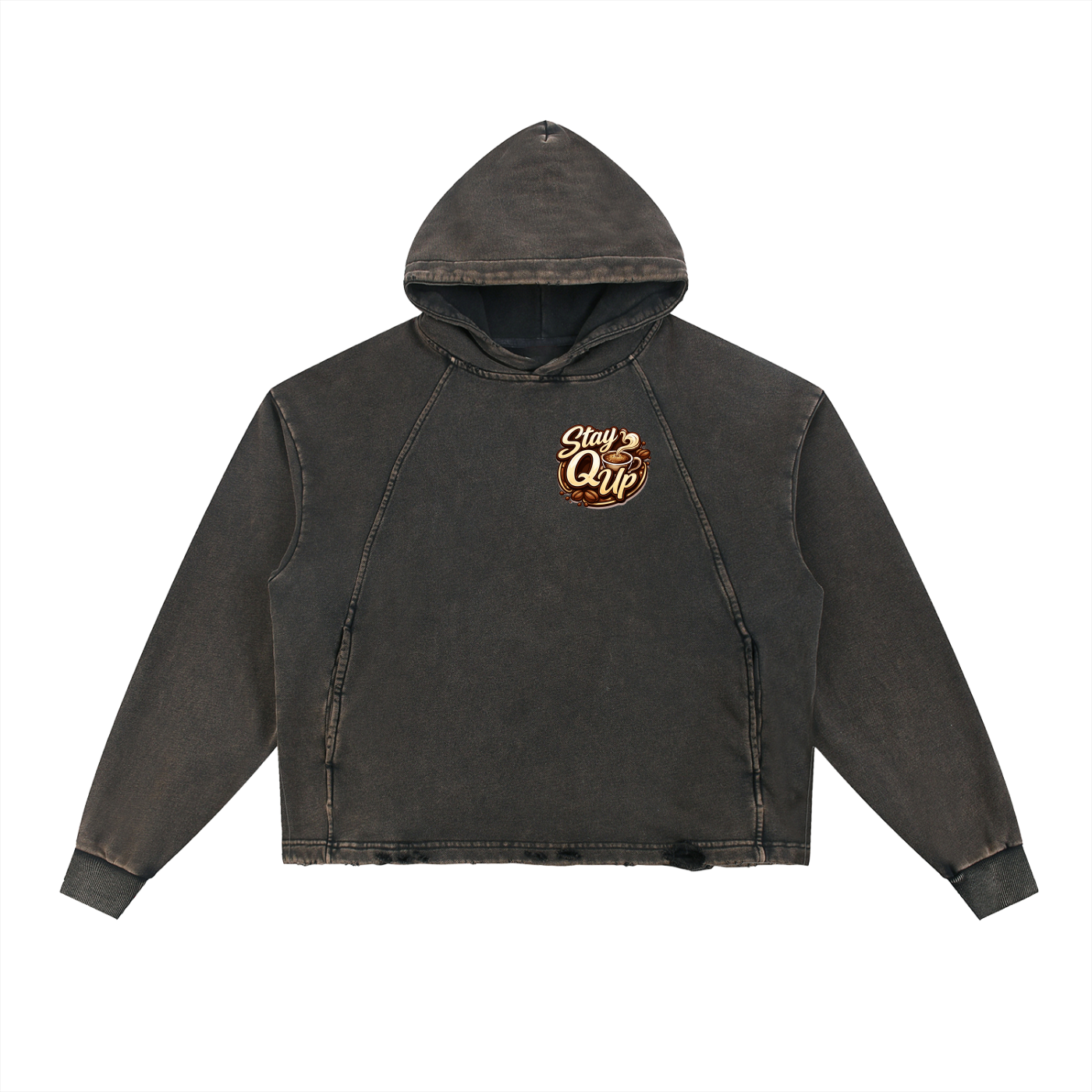 Vintage Washed Frayed-Hem Hoodie